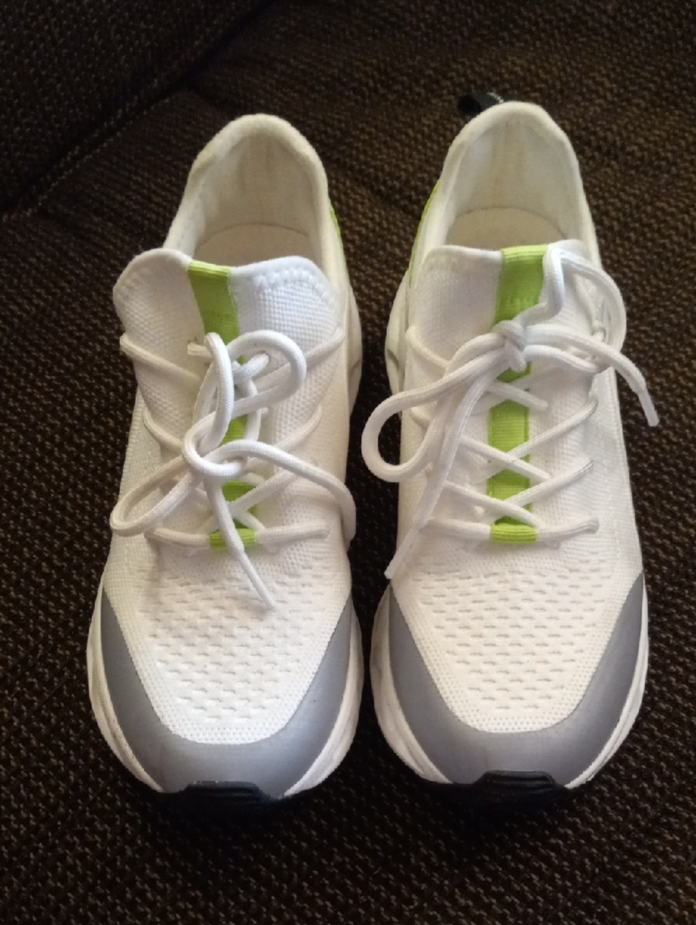 Steve Madden White Sneakers with Neon Yellow/green Accent